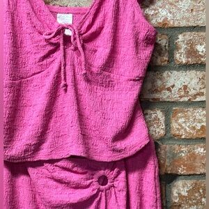 No Boundaries Bright Pink Textured Two-Piece Set